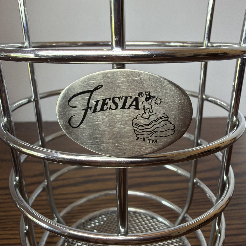Vintage Fiesta Chrome-plated Wire Mesh Kitchen Utensil Holder - Picture 6 of 8
